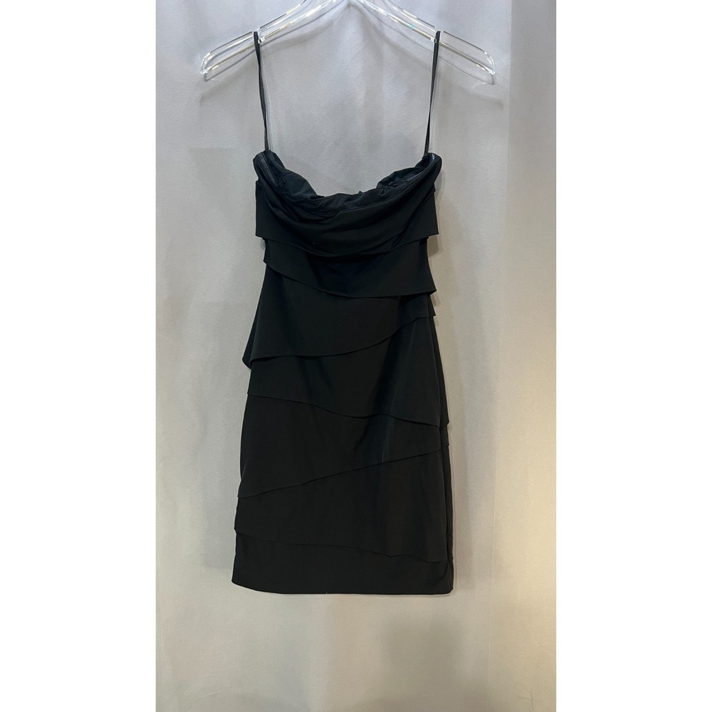 White House Black Market Mini Dress Women 2 Black Lined Tiered Layered Strapless